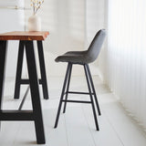 Taburete industrial Juno Antracita de cuero sintético - Altura del asiento 70 cm - Sin reposabrazos 