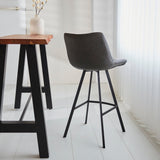 Taburete industrial Juno Antracita de cuero sintético - Altura del asiento 70 cm - Sin reposabrazos 