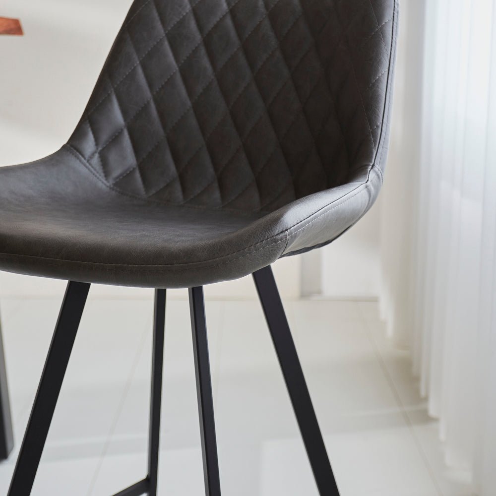 Taburete industrial Juno Antracita de cuero sintético - Altura del asiento 70 cm - Sin reposabrazos 
