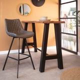 Taburete industrial Juno Antracita de cuero sintético - Altura del asiento 70 cm - Sin reposabrazos 