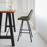 Taburete industrial Juno Verde de cuero sintético - Altura del asiento 70 cm - Sin reposabrazos 