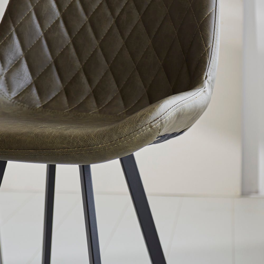 Taburete industrial Juno Verde de cuero sintético - Altura del asiento 70 cm - Sin reposabrazos 