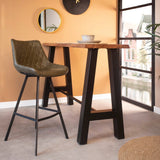 Taburete industrial Juno Verde de cuero sintético - Altura del asiento 70 cm - Sin reposabrazos 