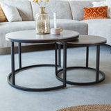 Juego de mesa de café de 2 Trevor Marble White Round