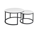 Juego de mesa de café de 2 Trevor Marble White Round