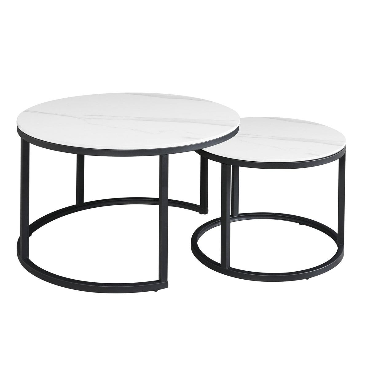 Juego de mesa de café de 2 Trevor Marble White Round