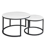 Juego de mesa de café de 2 Trevor Marble White Round