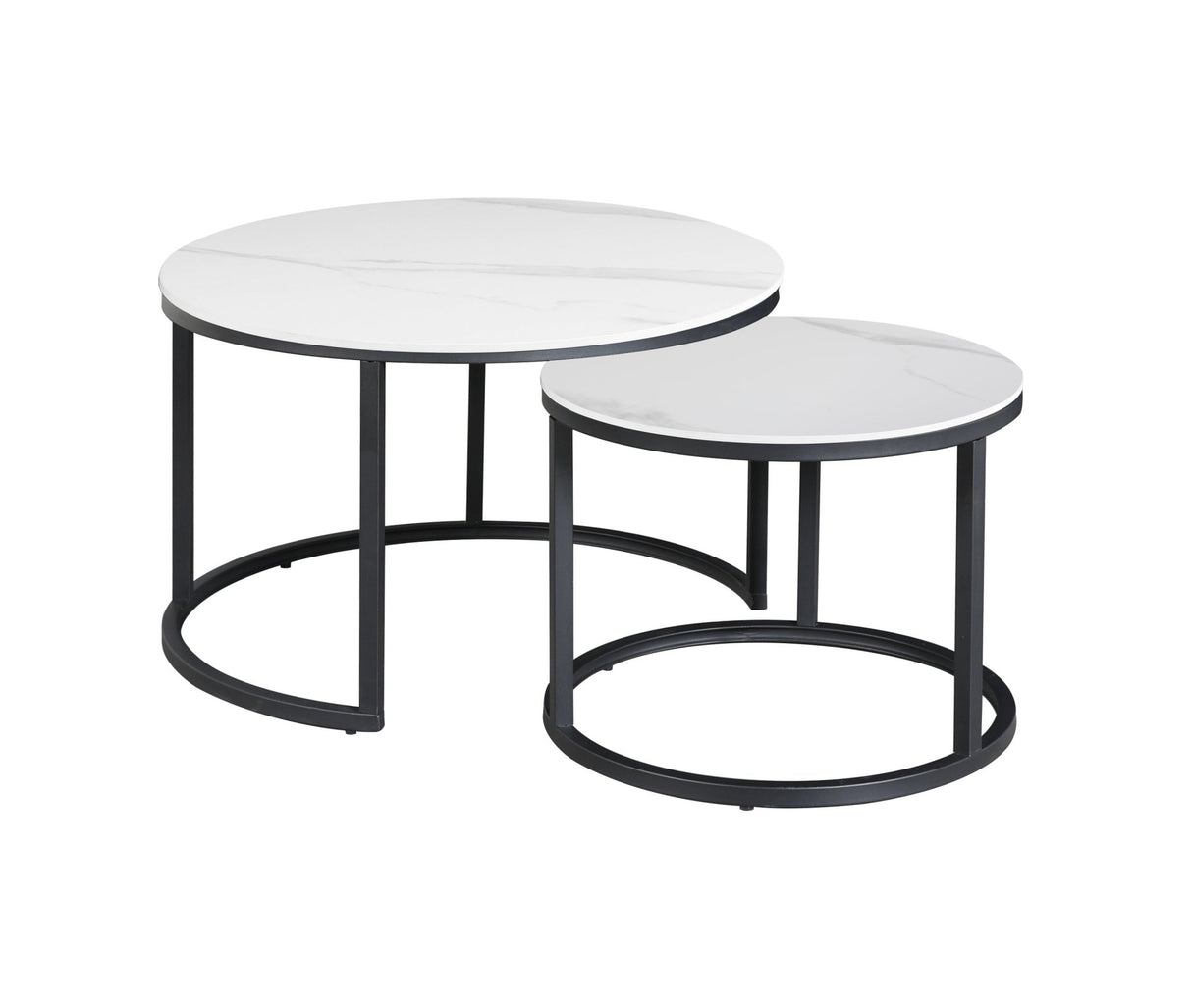 Juego de mesa de café de 2 Trevor Marble White Round