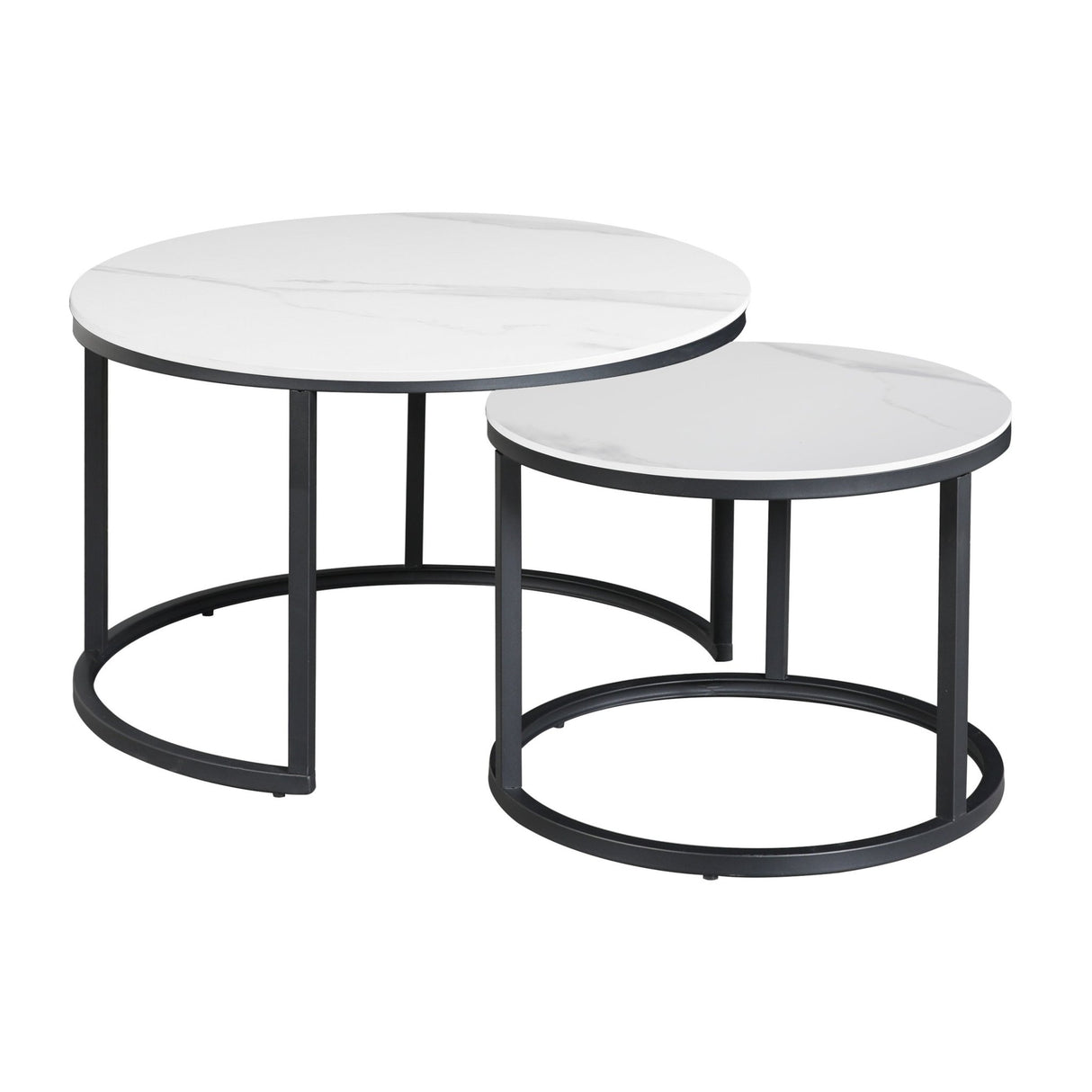 Juego de mesa de café de 2 Trevor Marble White Round