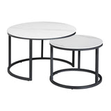 Juego de mesa de café de 2 Trevor Marble White Round