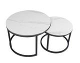 Juego de mesa de café de 2 Trevor Marble White Round