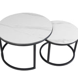 Juego de mesa de café de 2 Trevor Marble White Round