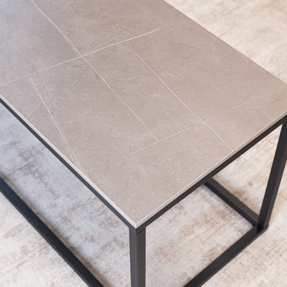 Mesa de café Fien Grey Marble Look Rectangular 100x40 cm