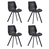 Conjunto de 4 Sillas de Comedor Industriales Negras de Cuero Sintético Barry - Sin Brazos 