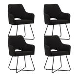 Eetkamerstoelen - Set van 4 Eetkamerstoelen Suzy Zwart Stof - Met Armleuning - Dimehouse