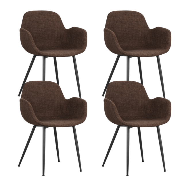 Eetkamerstoelen - Set van 4 Eetkamerstoelen met kuipvormige zitting Mick bruin - Dimehouse