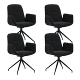 Eetkamerstoelen - Set van 4 Draaibare Eetkamerstoelen Nela Chenille Zwart - Met Armleuningen - Dimehouse