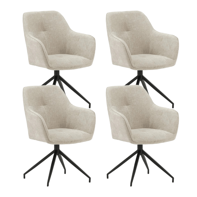 Eetkamerstoelen - Set van 4 Draaibare Eetkamerstoelen Camiel Lichtgrijs Chenille - Dimehouse