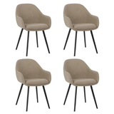 Eetkamerstoelen - Set van 4 Moderne Eetkamerstoelen Remy Ribstof Taupe - Met Armleuningen - Dimehouse