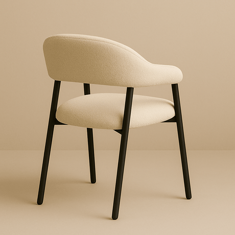 Silla de comedor Set de 4 Bouclé Beige Lisa - Marco Negro 