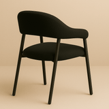 Conjunto Completo: Mesa de Comedor Lea Travertino + 4x Sillas Lisa Bouclé Negra 