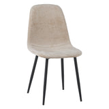 Juego de 4 Sillas de Comedor Escandinavas de Tela Chenille Beige Swift - Sin Apoyabrazos 