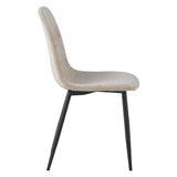 Juego de 4 Sillas de Comedor Escandinavas de Tela Chenille Beige Swift - Sin Apoyabrazos 