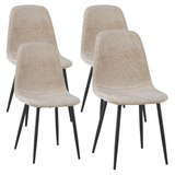 Juego de 4 Sillas de Comedor Escandinavas de Tela Chenille Beige Swift - Sin Apoyabrazos 