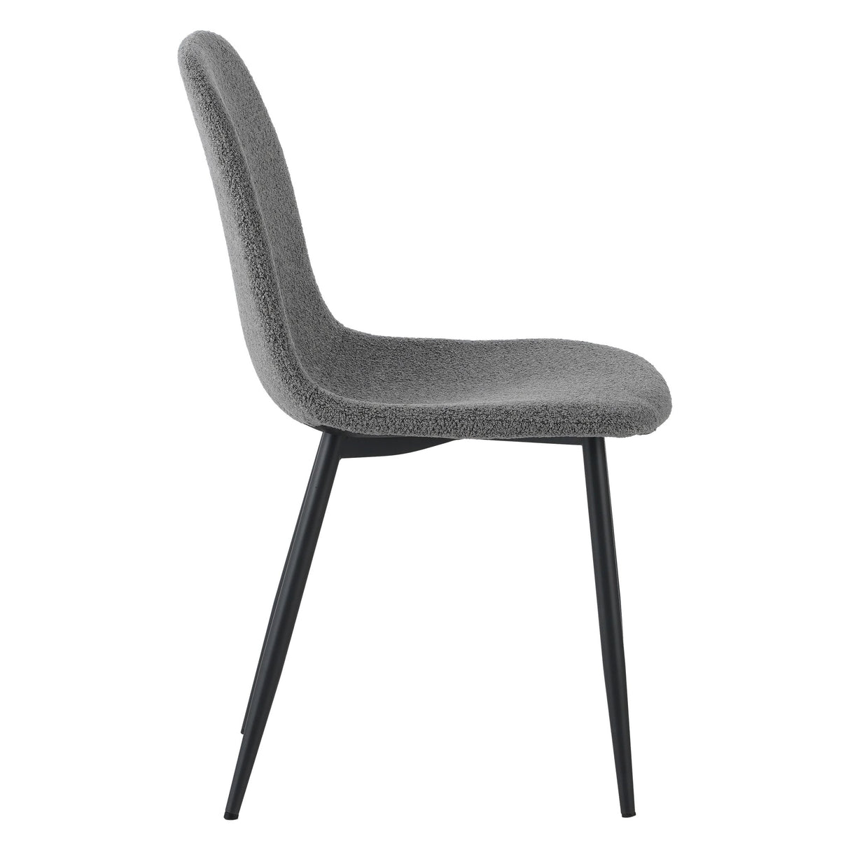 Juego de 4 Sillas de Comedor Escandinavas Gris Bouclé Tela Swift - Sin Apoyabrazos 
