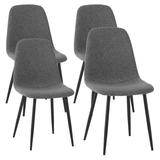 Juego de 4 Sillas de Comedor Escandinavas Gris Bouclé Tela Swift - Sin Apoyabrazos 