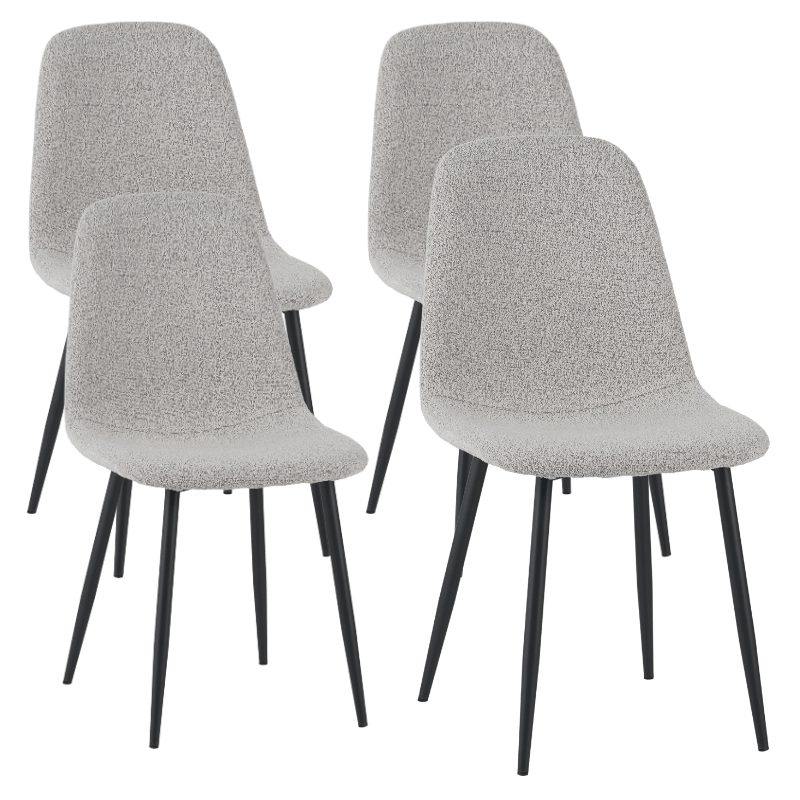 Juego de 4 Sillas de Comedor Escandinavas Natural Melange de Tela Bouclé Swift - Sin Apoyabrazos 