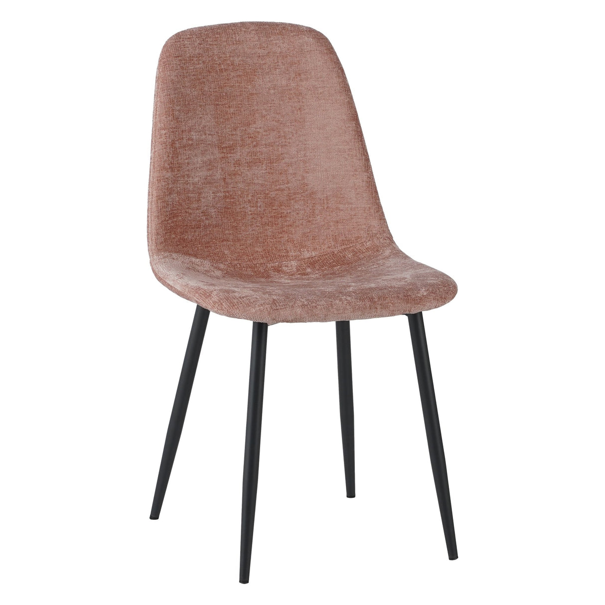Juego de 4 Sillas de Comedor Escandinavas de Chenilla Rosa Viejo Swift - Sin Reposabrazos 