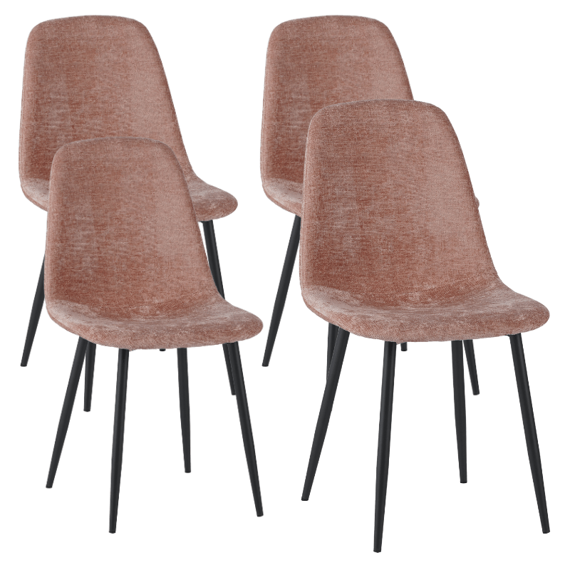 Juego de 4 Sillas de Comedor Escandinavas de Chenilla Rosa Viejo Swift - Sin Reposabrazos 