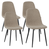 Juego de 4 Sillas de Comedor Escandinavas Latte Bouclé Tela Swift - Sin Apoyabrazos 
