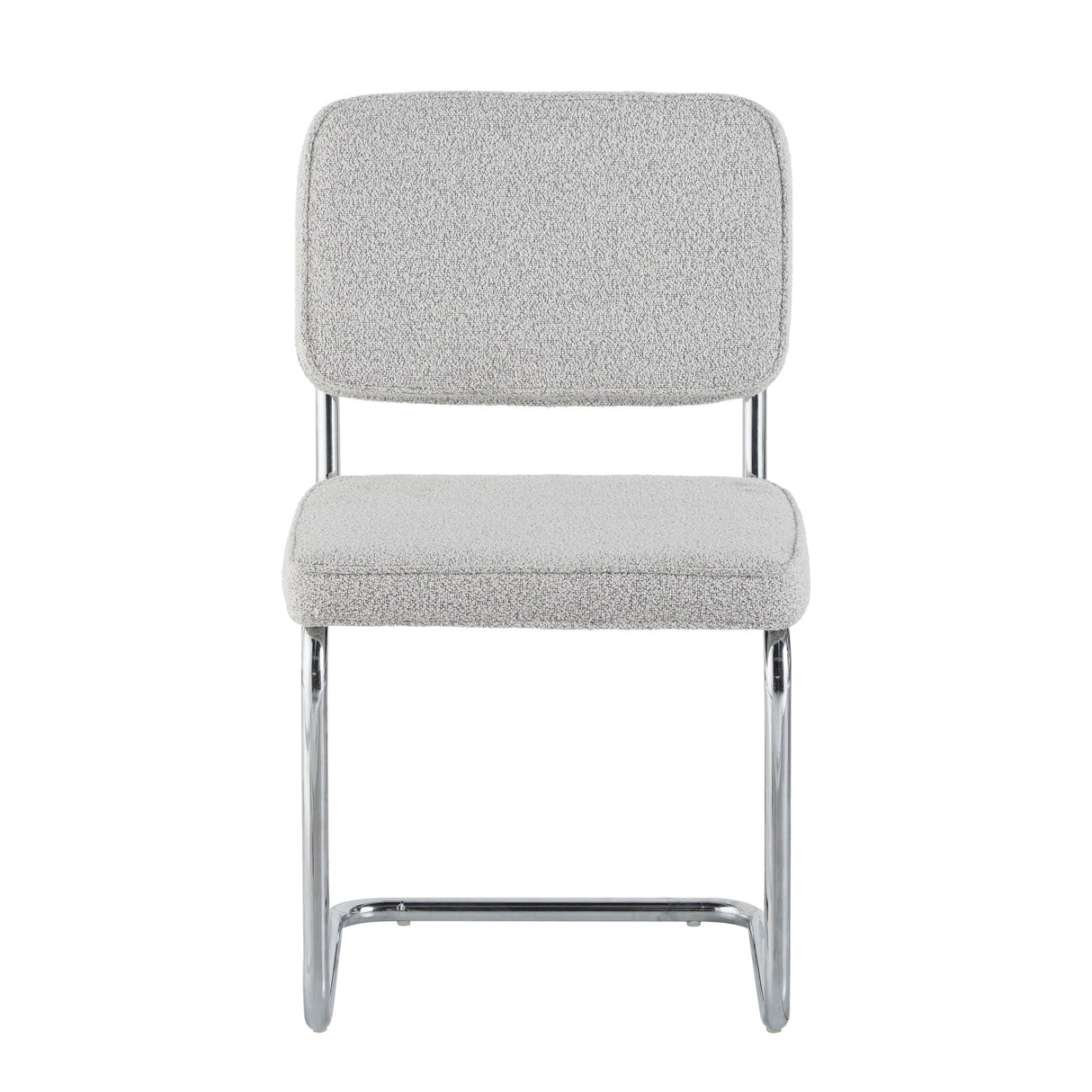 Eetkamerstoelen - Moderne Eetkamerstoel Grijs Bouclé Stof Sway - Chrome Frame - Zonder Armleuningen - Dimehouse