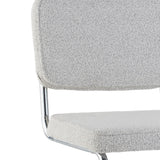 Eetkamerstoelen - Moderne Eetkamerstoel Grijs Bouclé Stof Sway - Chrome Frame - Zonder Armleuningen - Dimehouse