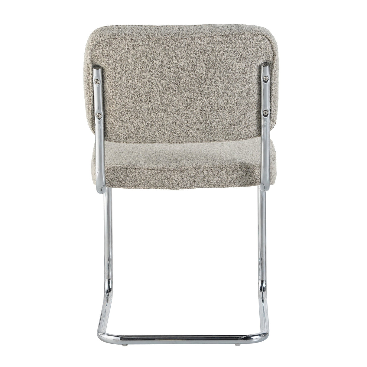 Silla de comedor moderna color arena de tela Bouclé Sway - Estructura de cromo - Sin reposabrazos 