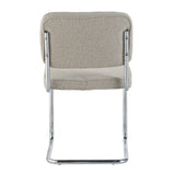 Silla de comedor moderna color arena de tela Bouclé Sway - Estructura de cromo - Sin reposabrazos 
