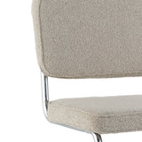Silla de comedor moderna color arena de tela Bouclé Sway - Estructura de cromo - Sin reposabrazos 