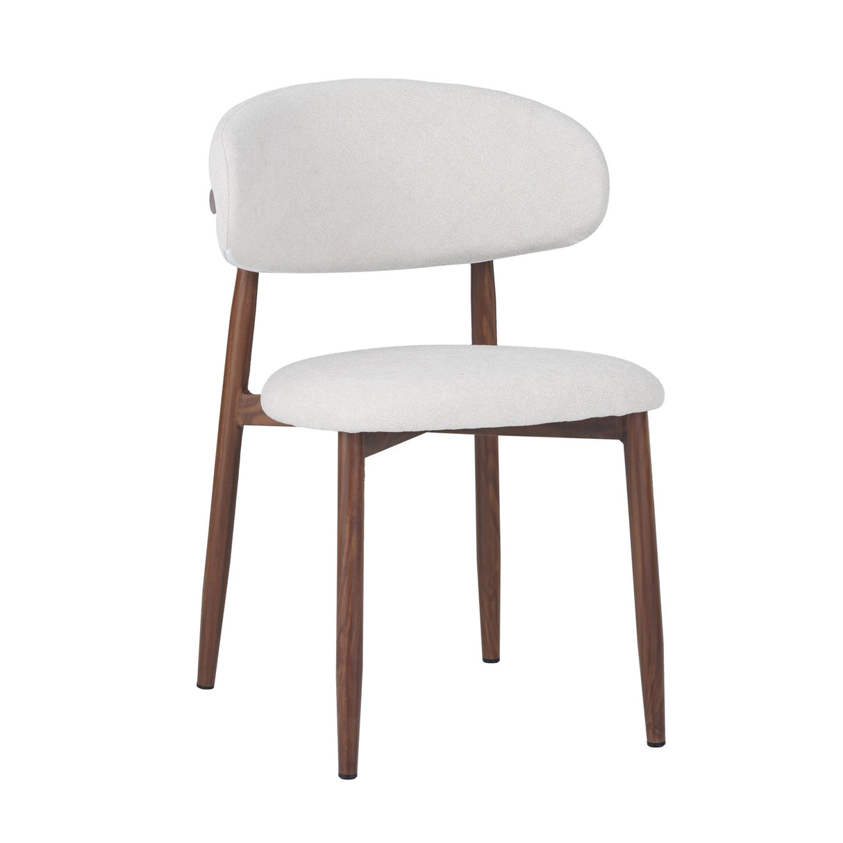 Silla de comedor Nalo con patas de nogal y asiento color marfil 
