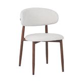 Silla de comedor Nalo con patas de nogal y asiento color marfil 
