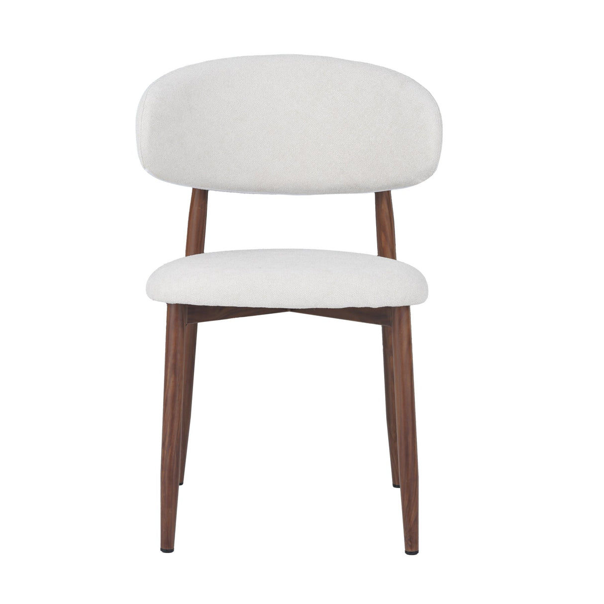 Silla de comedor Nalo con patas de nogal y asiento color marfil 