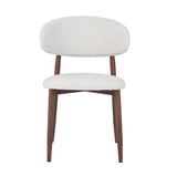 Silla de comedor Nalo con patas de nogal y asiento color marfil 