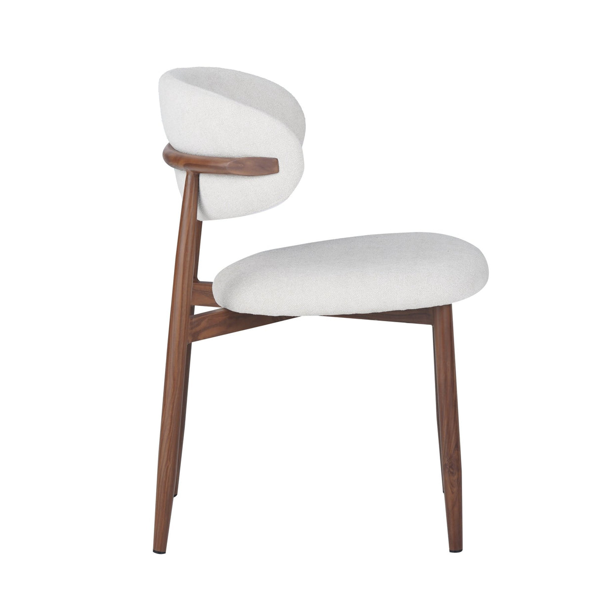 Silla de comedor Nalo con patas de nogal y asiento color marfil 