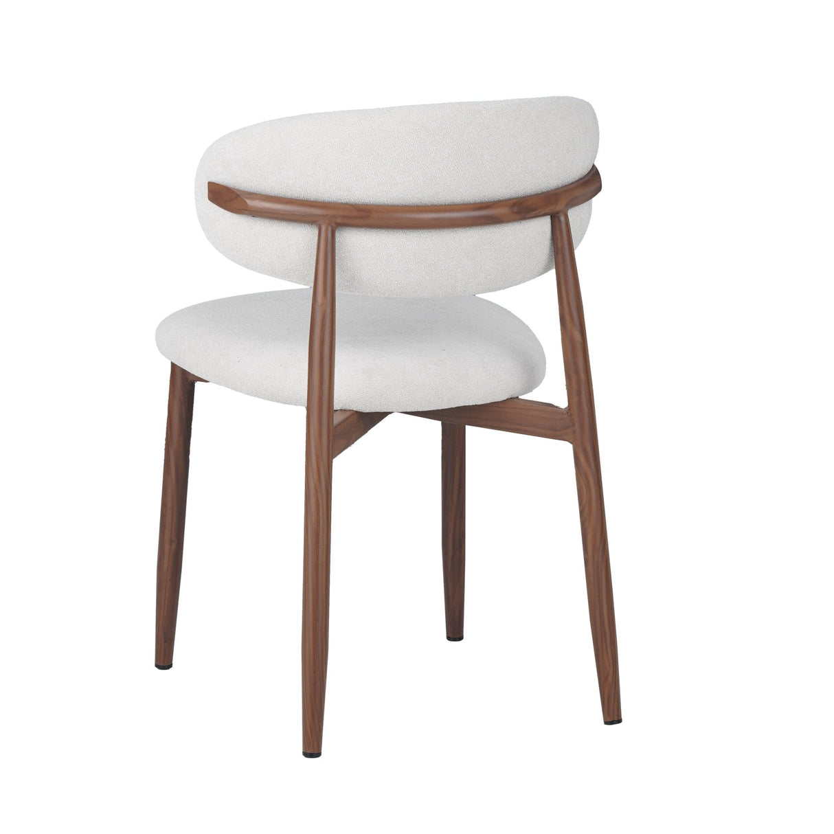 Silla de comedor Nalo con patas de nogal y asiento color marfil 