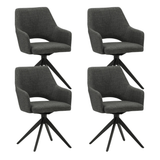 Juego de 4 Sillas de Comedor Giratorias Sid Antracita Tela - Con Reposabrazos 