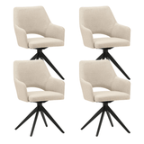 Juego de 4 Sillas de Comedor Giratorias Sid Beige Tela - Con Reposabrazos 