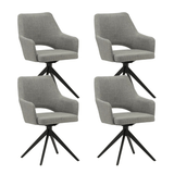 Eetkamerstoelen - Set van 4 Draaibare Eetkamerstoelen Sid Grijs Stof - Met Armleuningen - Dimehouse