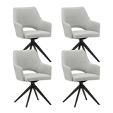 Juego de 4 Sillas de Comedor Giratorias Sid Gris Claro Tela - Con Reposabrazos 