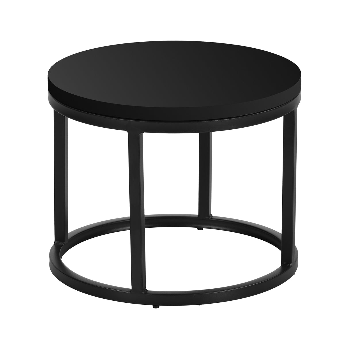 Set van 2 ronde salontafels zwart mangohout - industrieel - Rosy